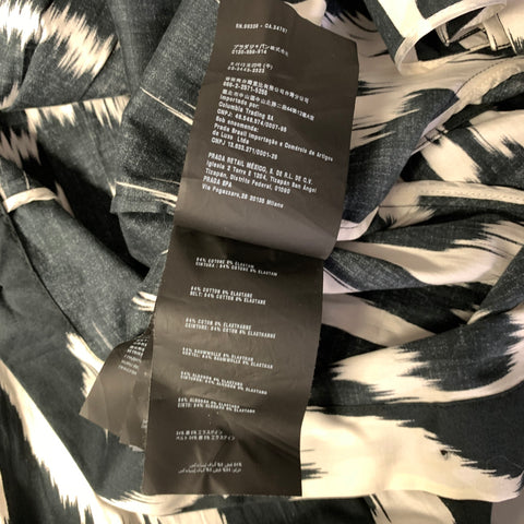 PRADA Size S Black White Cotton Blend Ikat Boat Neck Knee Length Dress