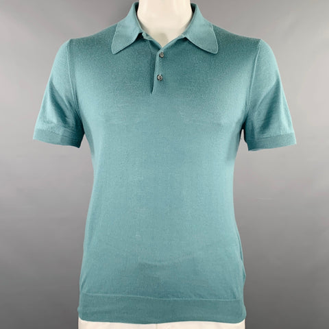 PRADA Size L Green Knit Wool Buttoned Polo