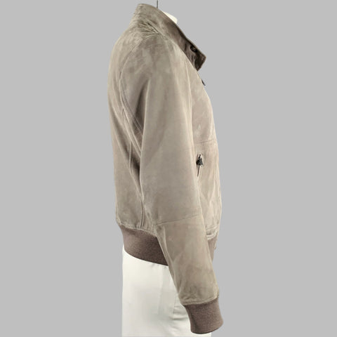 BOTTEGA VENETA Size 42 Grey Suede Zip Up Jacket