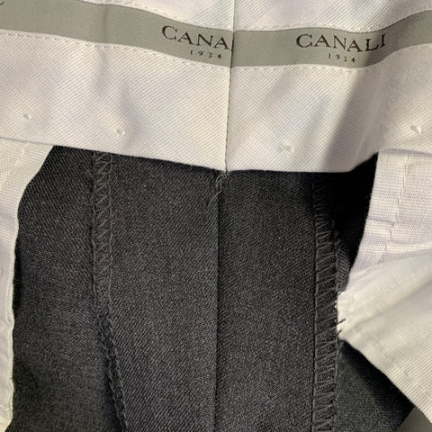 CANALI Size 36 Grey Charcoal Wool Tapered Zip Fly Dress Pants