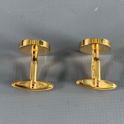 DUNHILL Vintage Gold Silver Monogram Metal Cuff Links