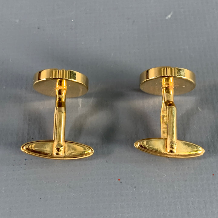 DUNHILL Vintage Gold Silver Monogram Metal Cuff Links