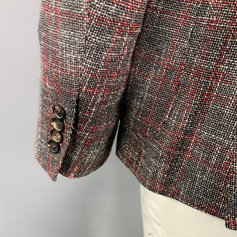 ERMENEGILDO ZEGNA Size 44 Grey Burgundy White Tweed Sport Coat