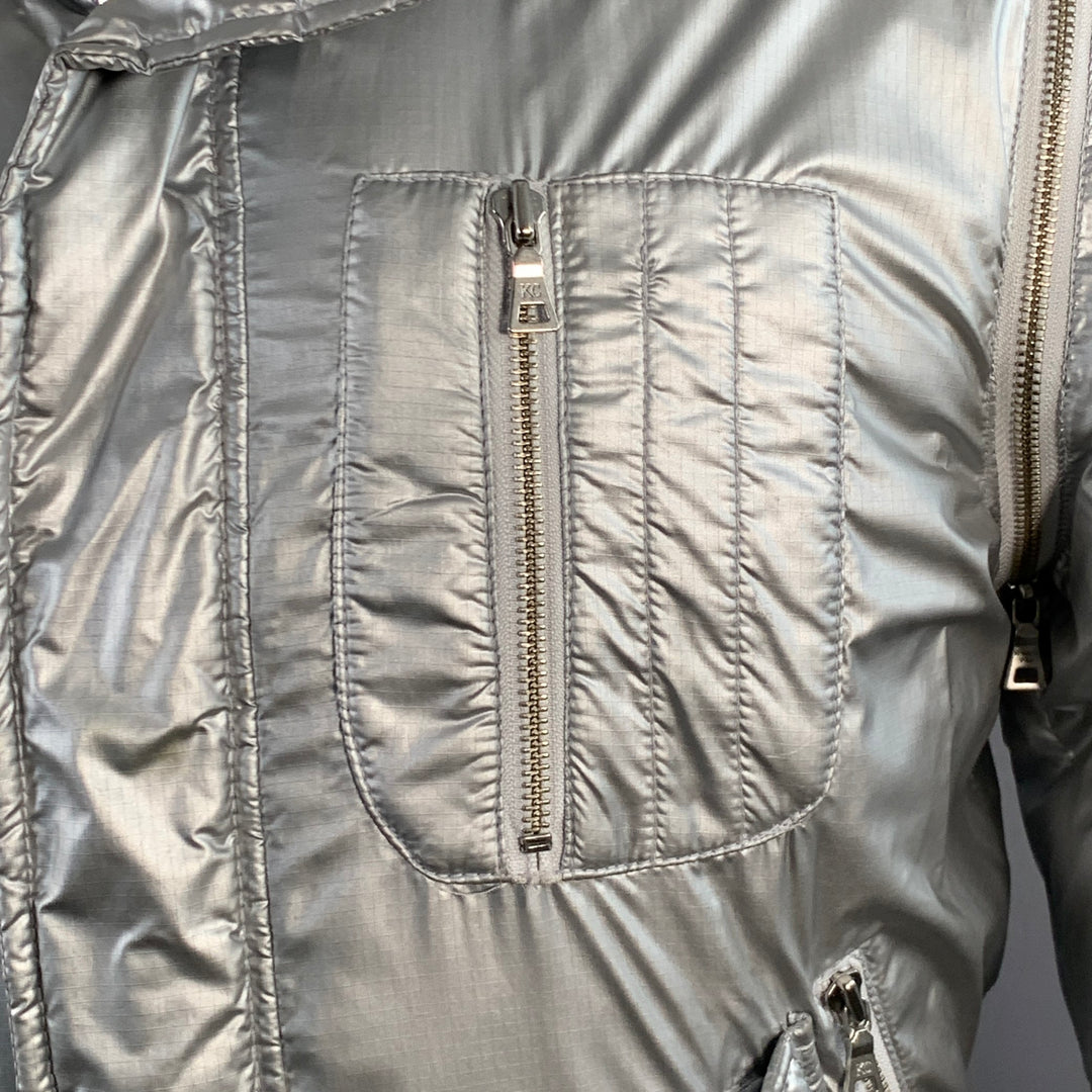 KENNETH COLE Size M Silver Metallic Polyester Zip Up Padded Vest Jacket