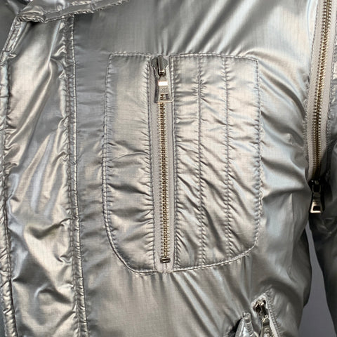 KENNETH COLE Size M Silver Metallic Polyester Zip Up Padded Vest Jacket