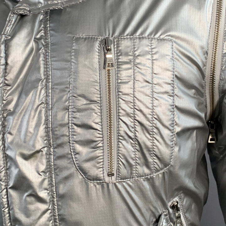KENNETH COLE Size M Silver Metallic Polyester Zip Up Padded Vest Jacket