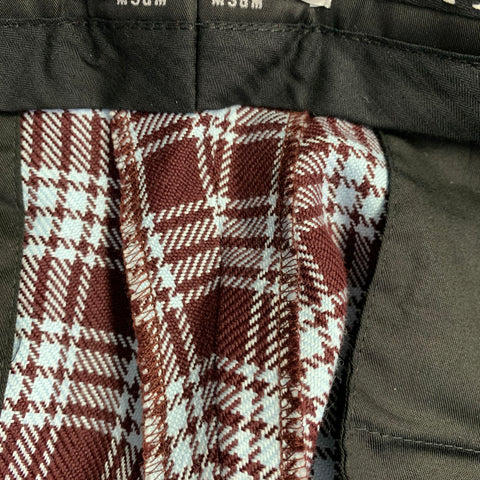 MSGM Taille 34 Pantalon habillé à carreaux bordeaux et bleu en laine et acrylique à braguette boutonnée