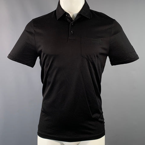 REISS Size S Elliot Black Cotton One Pocket Polo