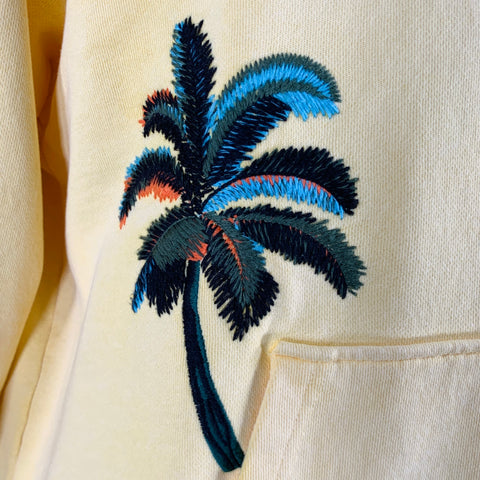 SCOTCH AND SODA Size XL Yellow Multi Color Palms Cotton Hoodie Sweatshirt