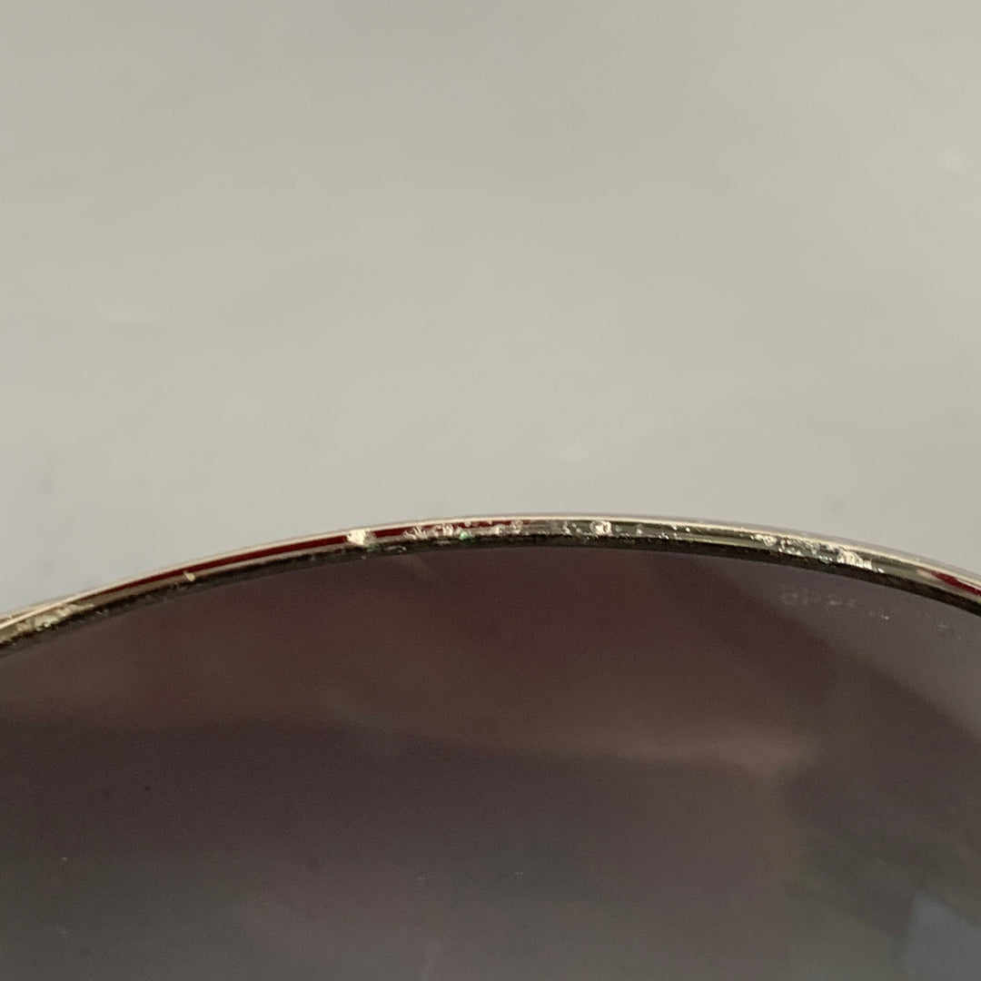 PRADA Silver Black Metal Pilot Sunglasses
