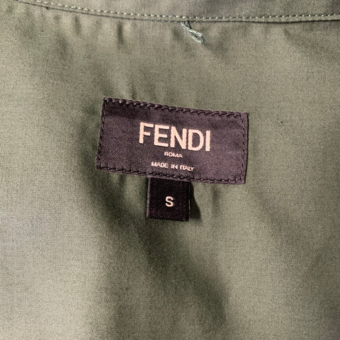 FENDI Size S Green Cotton Camp Short Sleeve Shirt