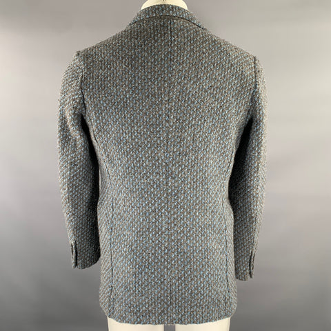 DRIES VAN NOTEN Chest Size 40 Blue Multi-Color Woven Wool Sport Coat