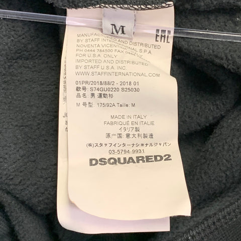 DSQUARED2 Size M Black White Logo Cotton Crew Neck Sweatshirt