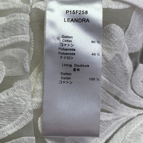ANNE FONTAINE Size M White Cotton Blend Lace Cropped Peak Lapel Jacket Blazer