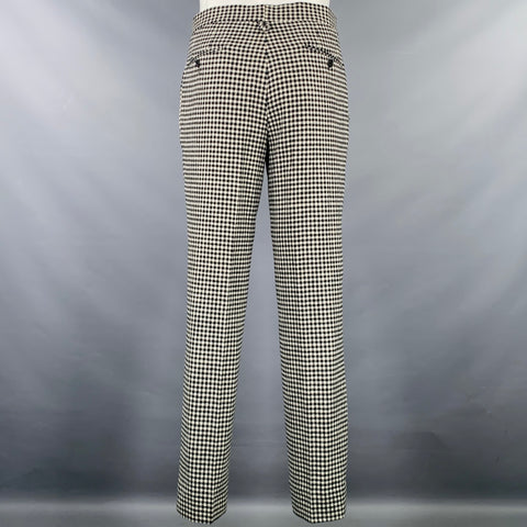 BLACK FLEECE Size 38 Black White Checkered Wool Notch Lapel Suit