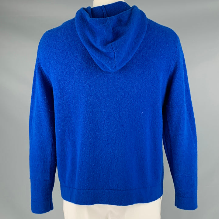 RALPH LAUREN Taille L Pull à capuche en laine tricotée bleu royal