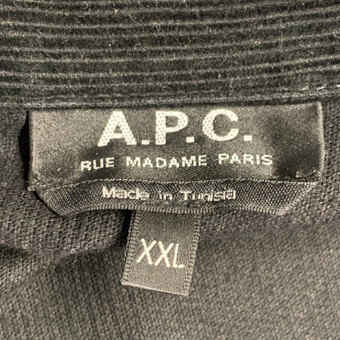 A.P.C. Size XXL Black Corduroy Cotton Two Pockets Long Sleeve Shirt