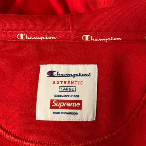 SUPREME Size L Red Logo Cotton Polyester Hooded Jacket