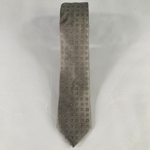 BURBERRY LONDON Grey Dots Silk Twill Tie