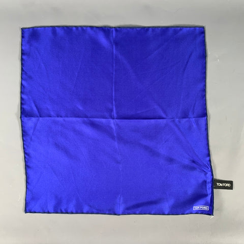 TOM FORD Blue Black Logo Silk Pocket Square