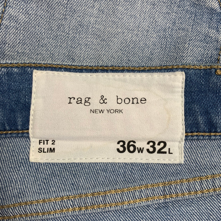 RAG & BONE Size 36 Blue Cotton Blend Straight Slim Five Pockets Jeans