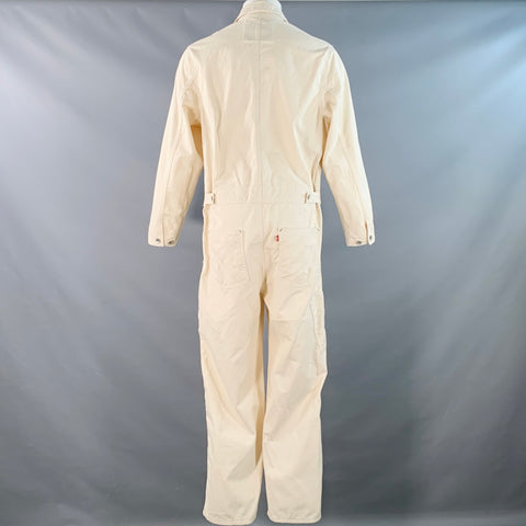 LEVI STRAUSS Size M Stay Loose Beige Cotton Long Sleeve Coveralls Jumpsuit