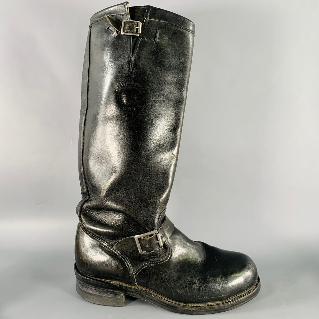 CHIPPEWA Size 9.5 Black Leather Knee High Motorcycle Boots