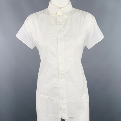 Y's by YOHJI YAMAMOTO Size M White Cotton Short Sleeve Casual Top