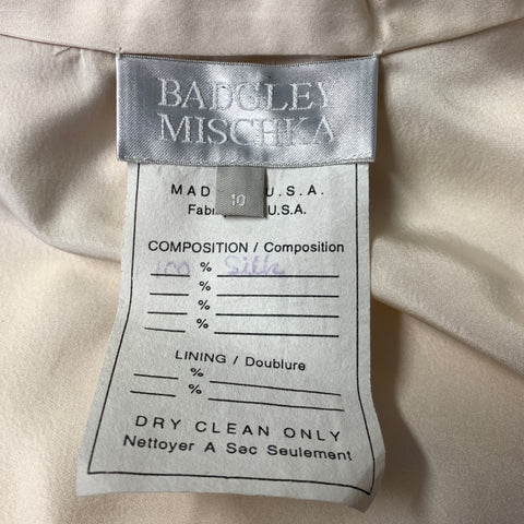 BADGLEY MISCHKA Size 10 Cream Silk Cross Strap Blouse