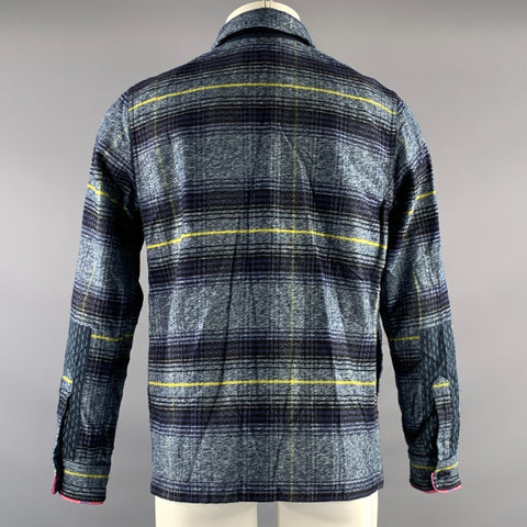 SCOTCH AND SODA Size S Navy Lime Plaid Cotton Zip Jacket