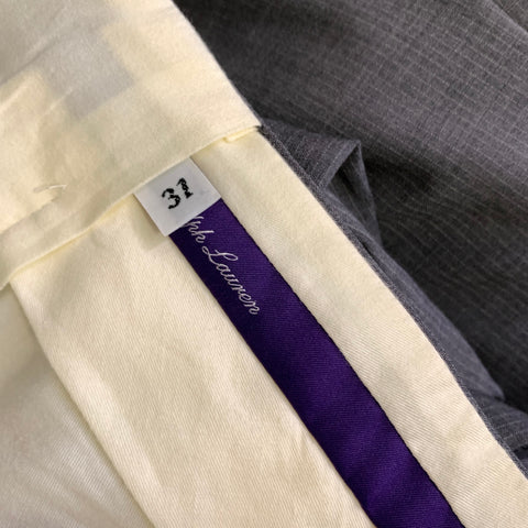 RALPH LAUREN SS2016 Chest Size 38 Grey White Pinstripe Wool Peak Lapel 31 30 Suit