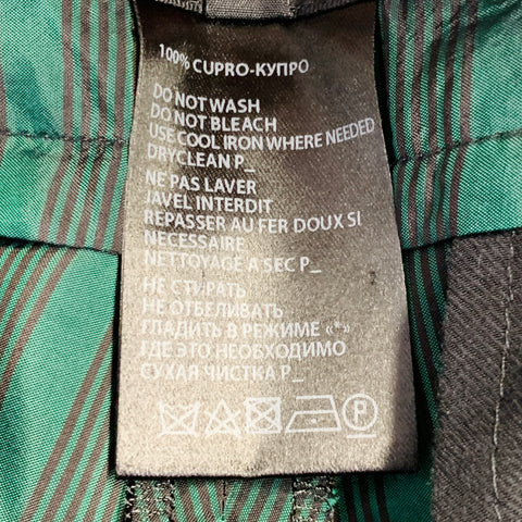 ANN DEMEULEMEESTER Size 6 Green Black Cupro Stripe Flat Front Dress Pants
