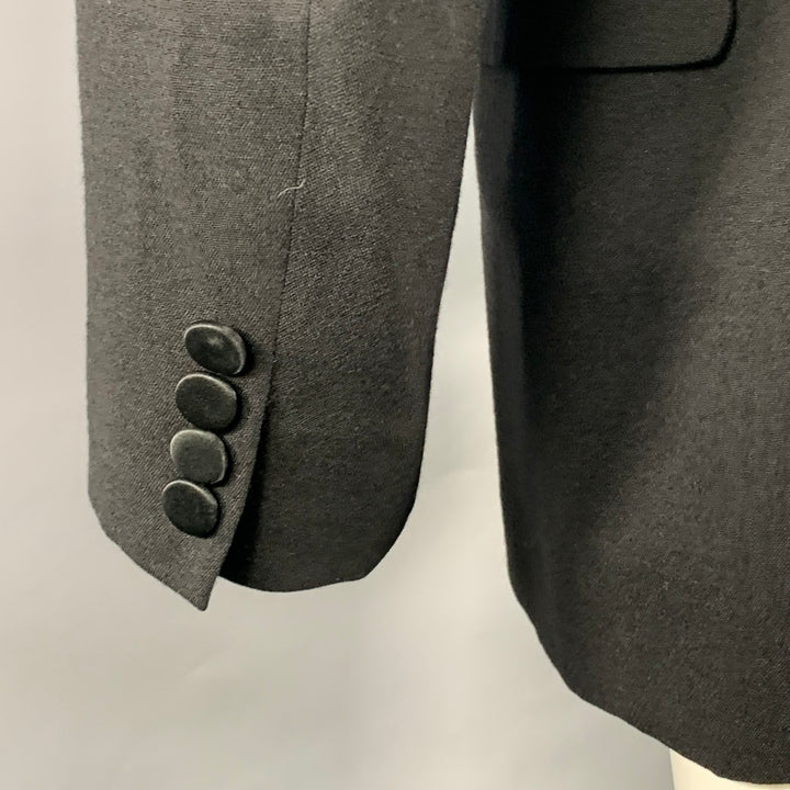 PAUL STUART Size 40 Regular Black Wool Double Breasted Peak Lapel Tuxedo Sport Coat