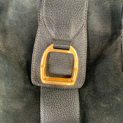 GUCCI Black Suede Leather Tote Bags