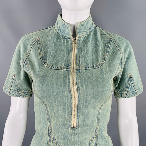 PRIVATE POLICY Size XS Blue Denim Acid Wash Mini Dress