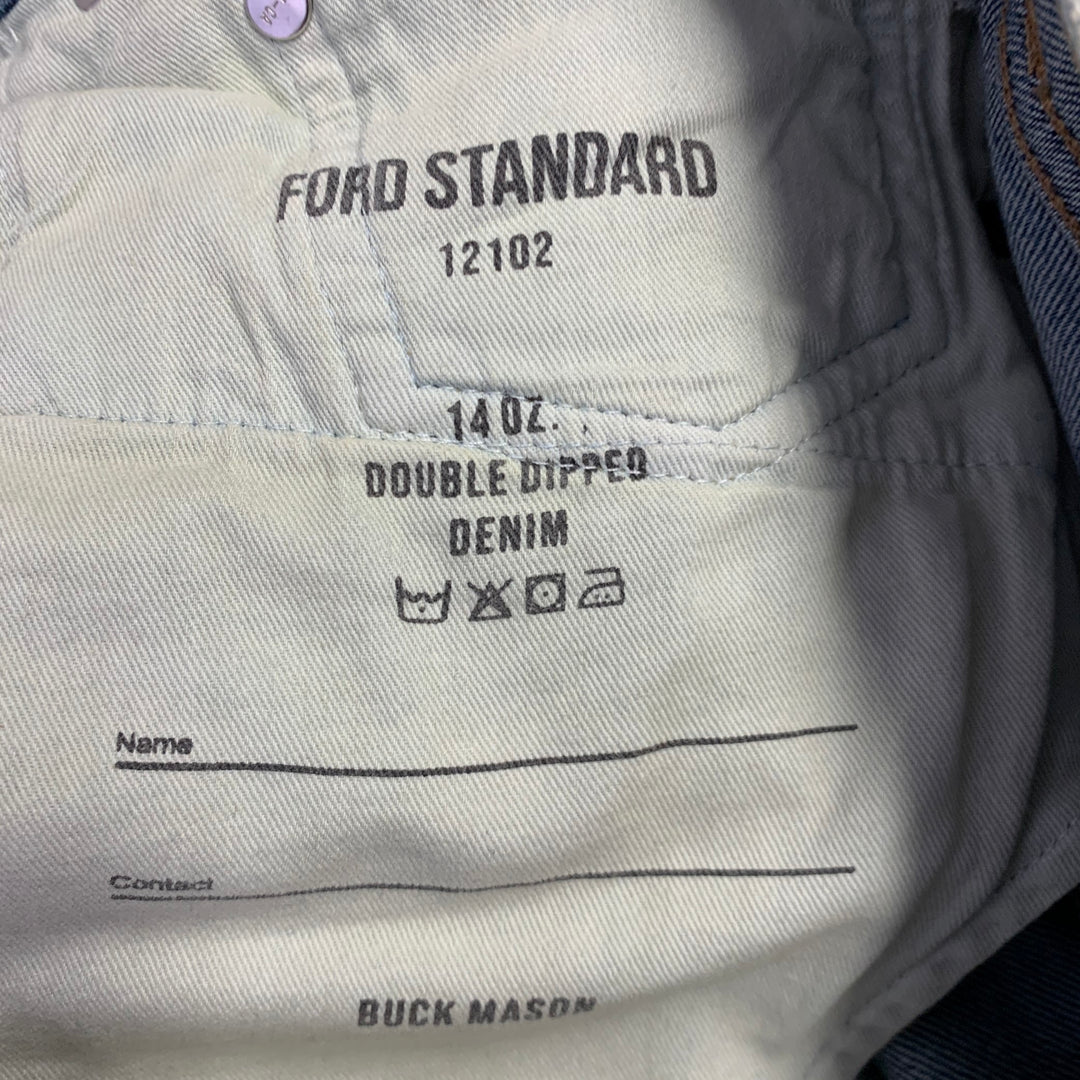 BUCK MASON Size 33 -Ford Standard- Blue Cotton Blend Button Fly Jeans