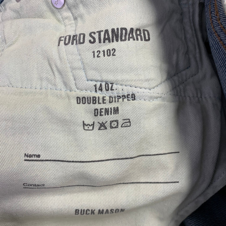 BUCK MASON Size 33 -Ford Standard- Blue Cotton Blend Button Fly Jeans