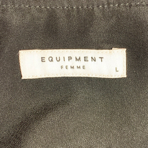 EQUIPMENT Taille L Blouson bombardier zippé en soie à carreaux noir et blanc