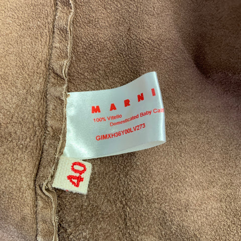 MARNI Size 4 Brown Leather Calfskin Snaps Jacket Blazer