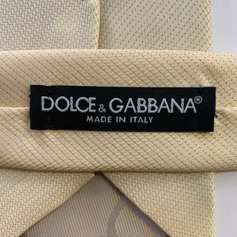 DOLCE & GABBANA Cream Gold Silk Tie