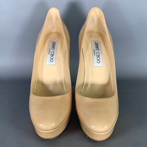 JIMMY CHOO Size 6 Tan Nude Patent Leather Stiletto Pumps