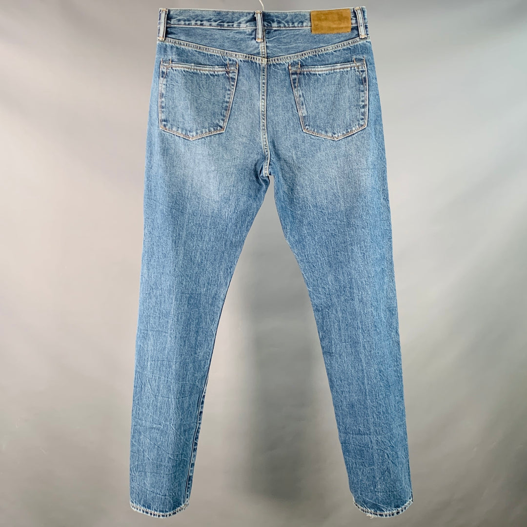 TODD SNYDER Size 32 Blue Cotton Straight Selvedge Denim Button Fly Jeans