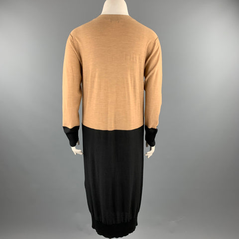 SONIA RYKIEL Taille L Cardigan en laine tricoté color block noir / beige