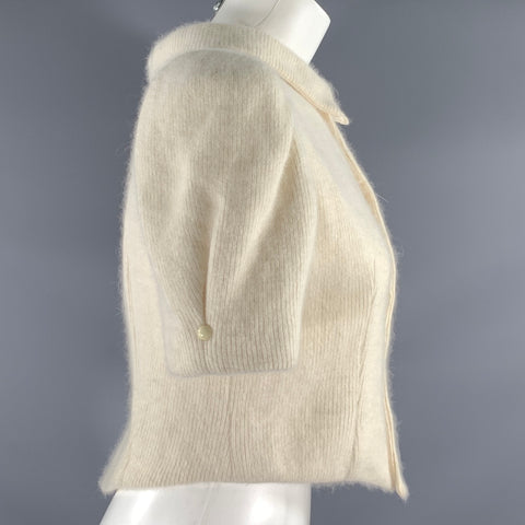 GENETPELSONE Size S Cream Cashmere Rhinestones Cardigan Dress Top
