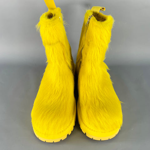 CAMPERLAB Size 7 Yellow Textured Leather Calf Hair Side Zipper Ankle Boots