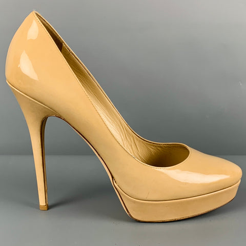 JIMMY CHOO Zapatos de tacón con plataforma de charol beige Talla 12