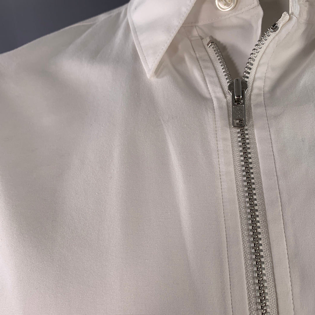 COMME des GARCONS Size L White Cotton Zip Up Long Sleeve Shirt
