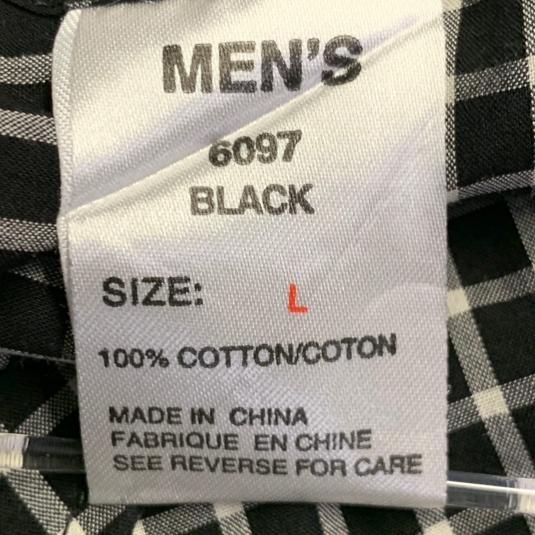 WOOLRICH Size L Black White Checkered Cotton Two Pockets Long Sleeve Shirt