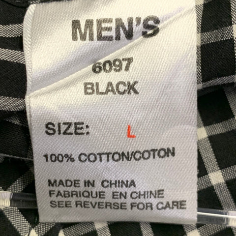 WOOLRICH Size L Black White Checkered Cotton Two Pockets Long Sleeve Shirt