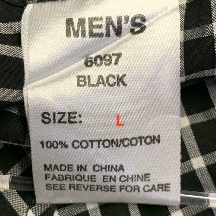 WOOLRICH Size L Black White Checkered Cotton Two Pockets Long Sleeve Shirt